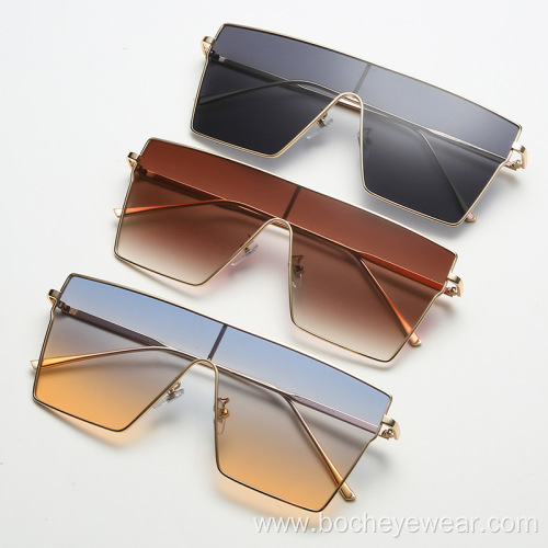 European and American fashion large frame square Sunglasses Women's fashion conjoined metal sunglasses men's sunglasses s21021